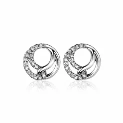 Discount Zinzi zilveren oorknoppen 10mm symboliseert verbondenheid witte zirconia's ZIO2119