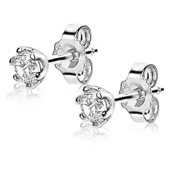 Online Zinzi zilveren oorknoppen 4,5mm zirconia wit chatonzetting ZIO1984