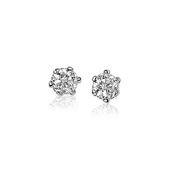 Online Zinzi zilveren oorknoppen 4,5mm zirconia wit chatonzetting ZIO1984