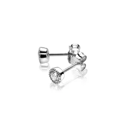 Outlet Zinzi zilveren oorknoppen rond 5mm wit ZIO1263