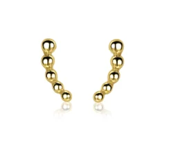 Discount Zinzi zilveren oorknoppen 14K geel verguld met golfje van bolletjes 10mm ZIO2090G