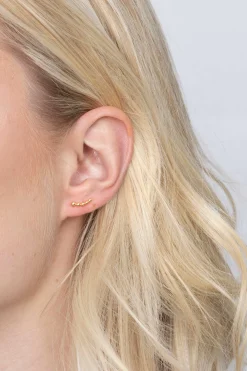 Discount Zinzi zilveren oorknoppen 14K geel verguld met golfje van bolletjes 10mm ZIO2090G