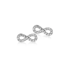 Outlet Zinzi zilveren oorknoppen infinity wit ZIO1065Z