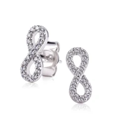 Outlet Zinzi zilveren oorknoppen infinity wit ZIO1065Z