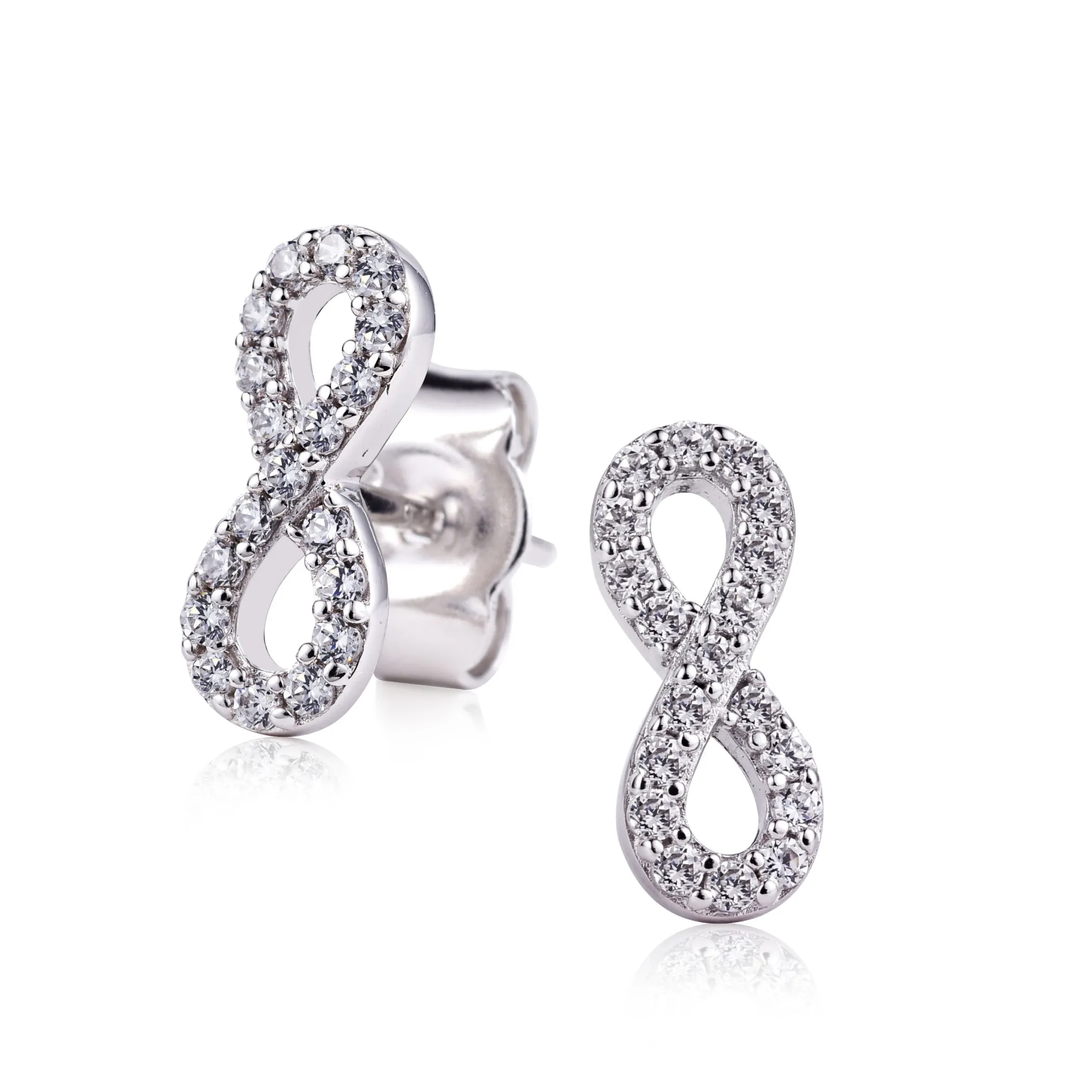 Outlet Zinzi zilveren oorknoppen infinity wit ZIO1065Z