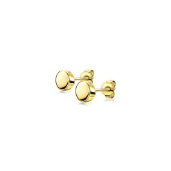 Hot Zinzi zilveren oorknoppen geel verguld glad rond 6mm ZIO1376G