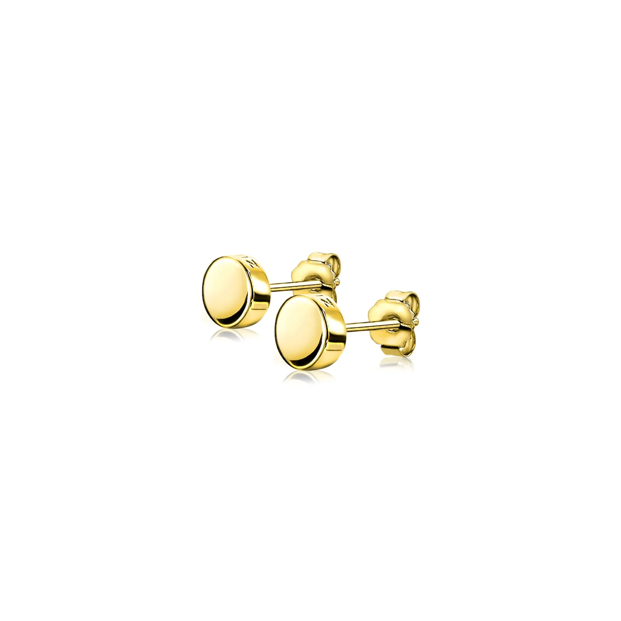 Hot Zinzi zilveren oorknoppen geel verguld glad rond 6mm ZIO1376G
