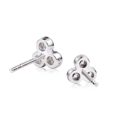 Clearance Zinzi zilveren oorknoppen driehoek 3x rond wit ZIO1442