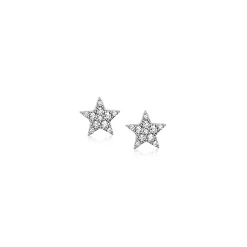 New Zinzi zilveren oorknoppen ster wit 7mm ZIO1377Z