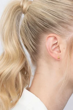 Online Zinzi zilveren oorknoppen geel verguld 3x bol glad 5,5mm ZIO1588G