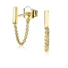New Zinzi zilveren oorknoppen 14K geel verguld met ketting staaf ZIO1688G