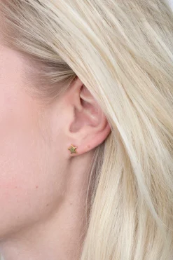 Best Zinzi zilveren oorknoppen geel verguld glad ster 7mm ZIO1377G