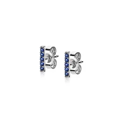 Discount Zinzi zilveren oorknoppen staafje blauw 8mm ZIO1689B