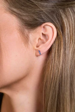 Discount Zinzi zilveren oorknoppen staafje blauw 8mm ZIO1689B