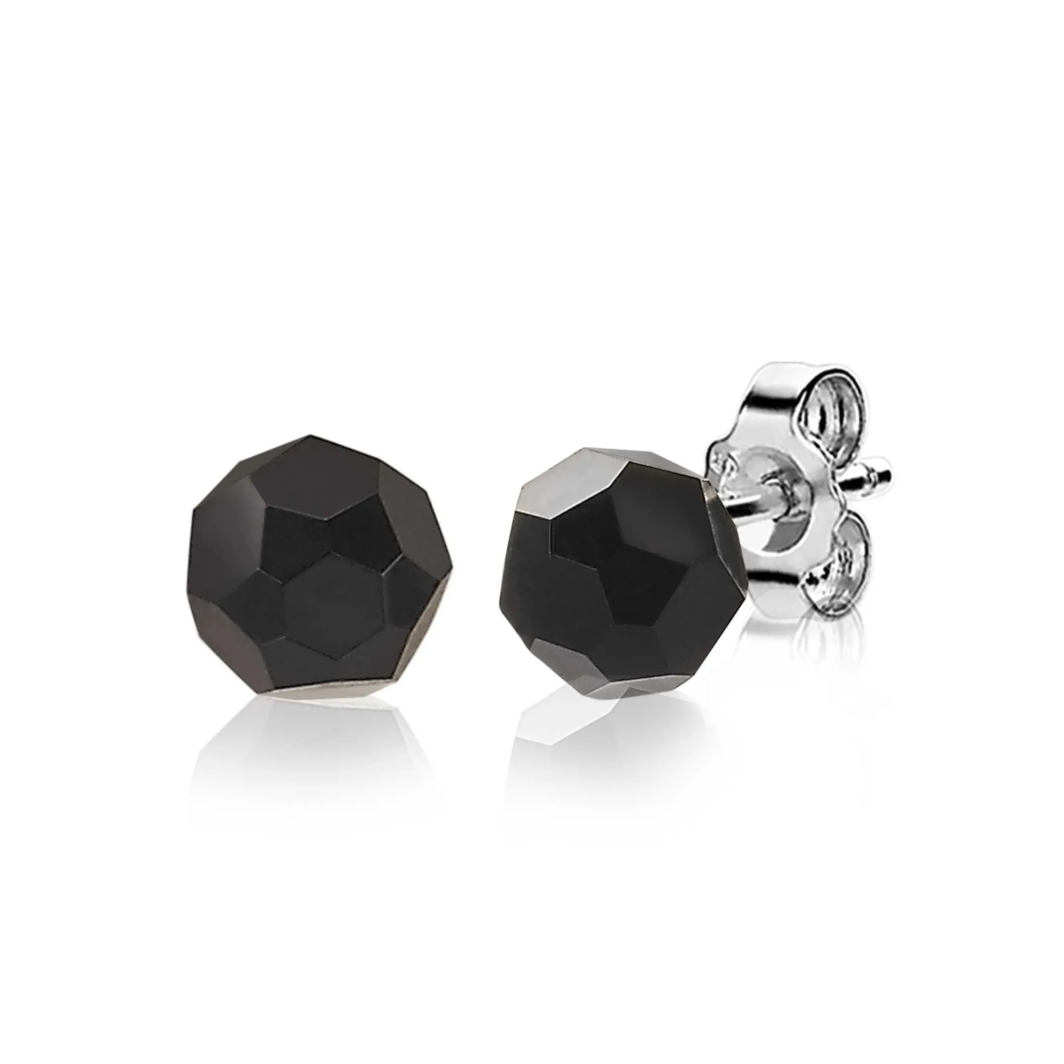 Zinzi zilveren oorknoppen 6mm zwarte bead ZIO1317Z