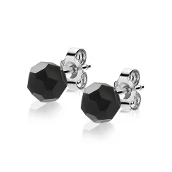 Zinzi zilveren oorknoppen 6mm zwarte bead ZIO1317Z