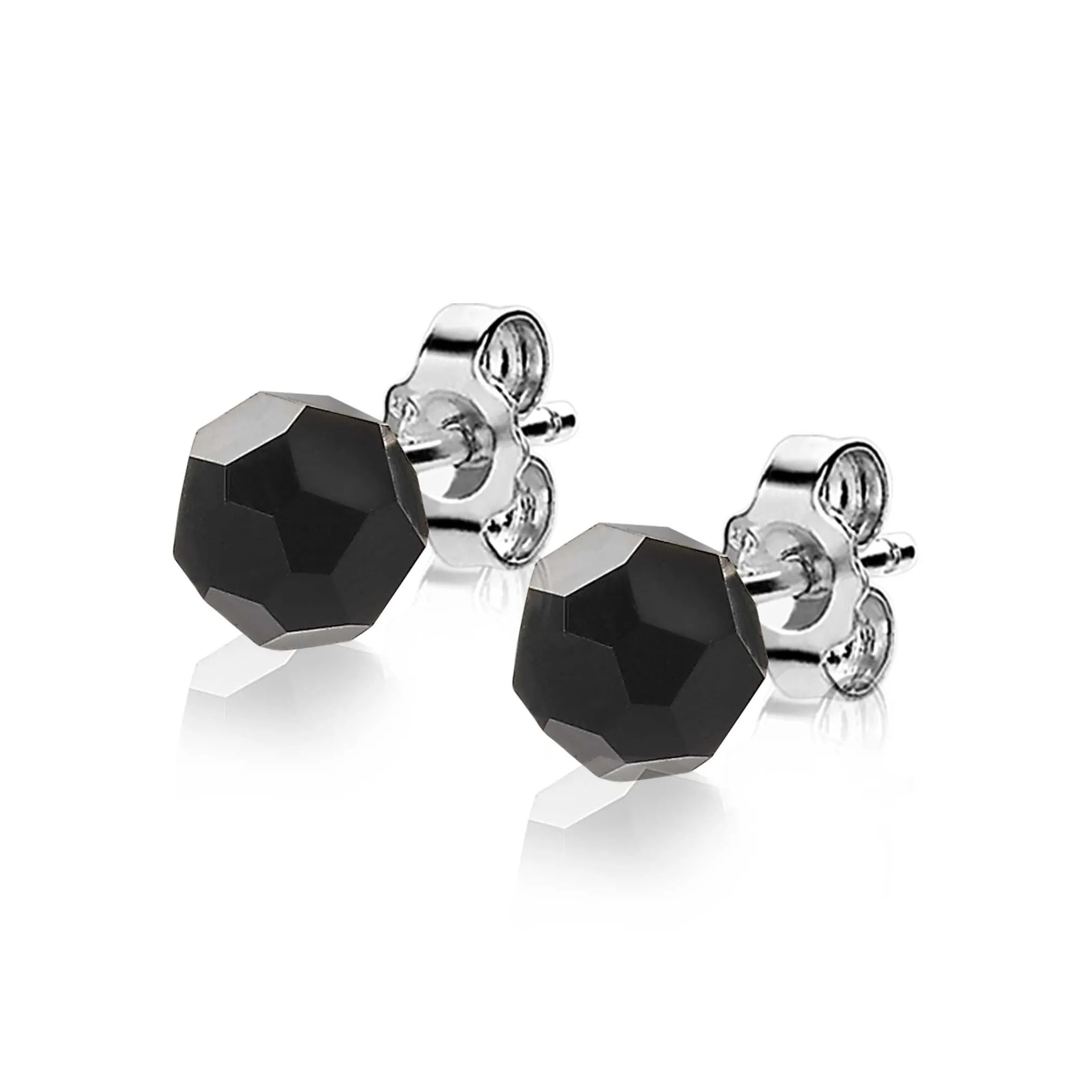 Zinzi zilveren oorknoppen 6mm zwarte bead ZIO1317Z