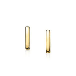 Clearance Zinzi zilveren oorknoppen geel verguld glad staafje 8mm ZIO1689G