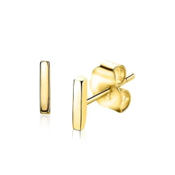 Clearance Zinzi zilveren oorknoppen geel verguld glad staafje 8mm ZIO1689G