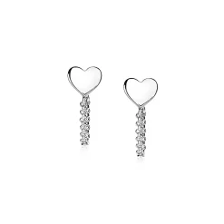 Sale Zinzi zilveren oorknoppen met ketting hart ZIO1686