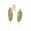 Sale Zinzi zilveren oorknoppen 14K geel verguld veertje 10mm ZIO2212G