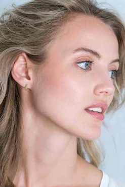 Sale Zinzi zilveren oorknoppen 14K geel verguld veertje 10mm ZIO2212G