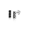 New Zinzi zilveren oorknoppen 8mm staafje chaton gezet zwart ZIO2127Z