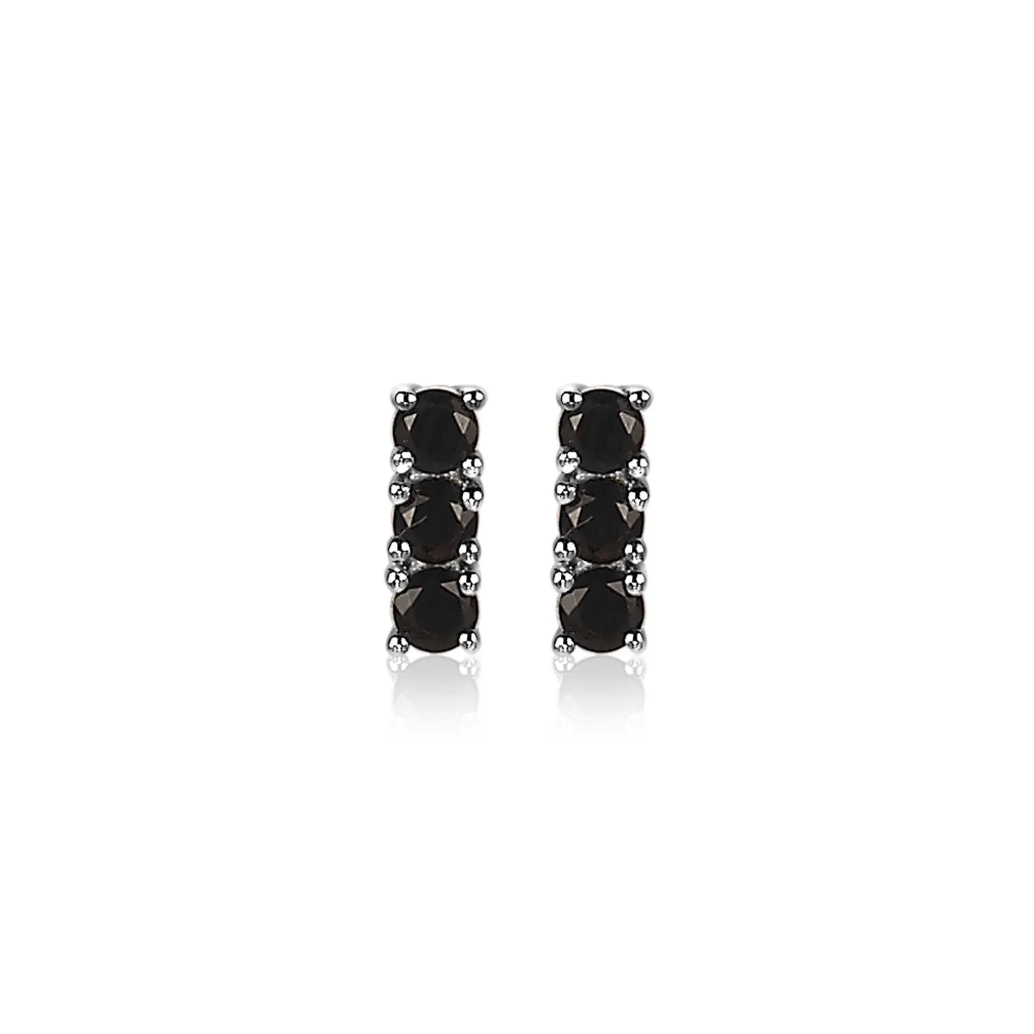New Zinzi zilveren oorknoppen 8mm staafje chaton gezet zwart ZIO2127Z