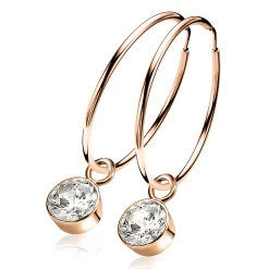 Clearance Zinzi zilveren oorringen rosé verguld 35 x 2mm glad ZIO435R