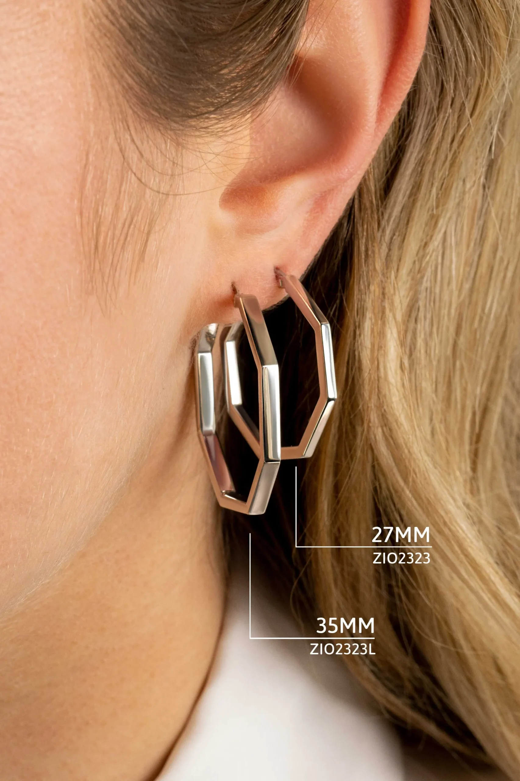 Best Zinzi zilveren oorringen in trendy zeshoek 27 x 2mm ZIO2323