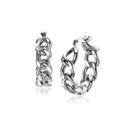 Online Zinzi zilveren oorringen 23mm met brede gourmet schakels 6mm ZIO2335