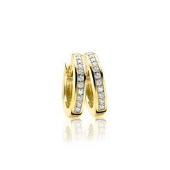 Outlet Zinzi zilveren oorringen 14K geel verguld 17 x 3mm witte zirconia's ZIO186Y