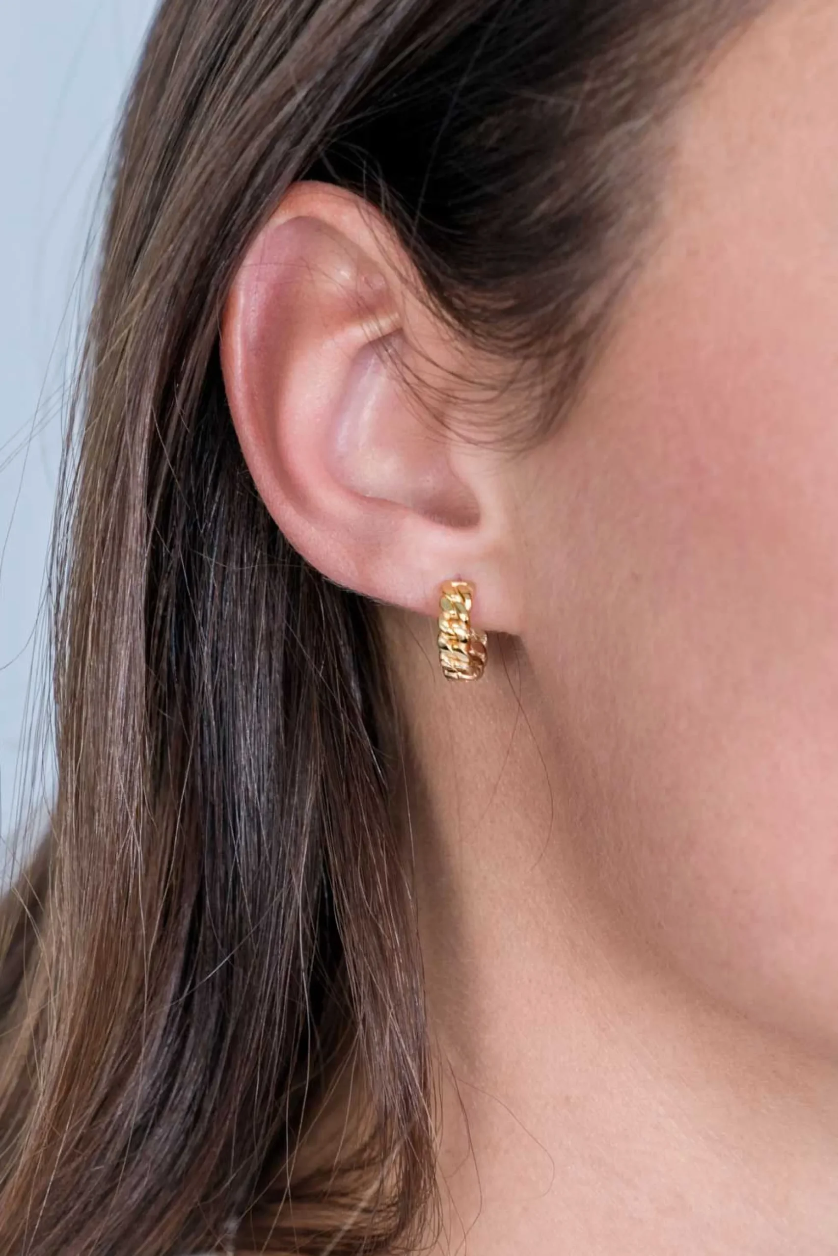Discount Zinzi zilveren oorringen 14K geel verguld 13x4mm gourmet schakel ZIO2225