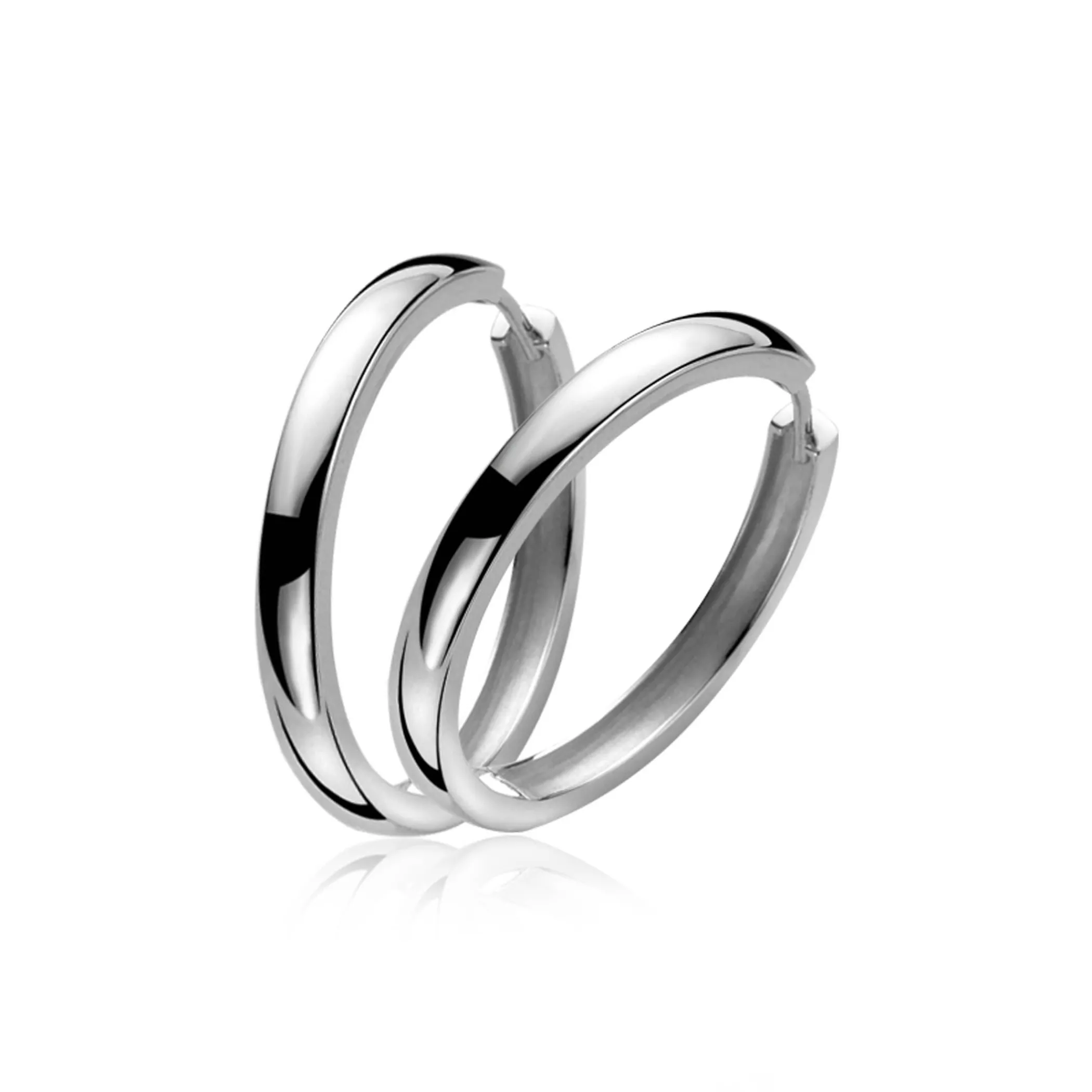 Zinzi zilveren oorringen 28 x 3mm glad met luxe klapsluiting ZIO193