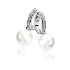 Best Zinzi zilveren oorringen 15 x 3mm witte zirconia's met luxe klapsluiting ZIO191Z