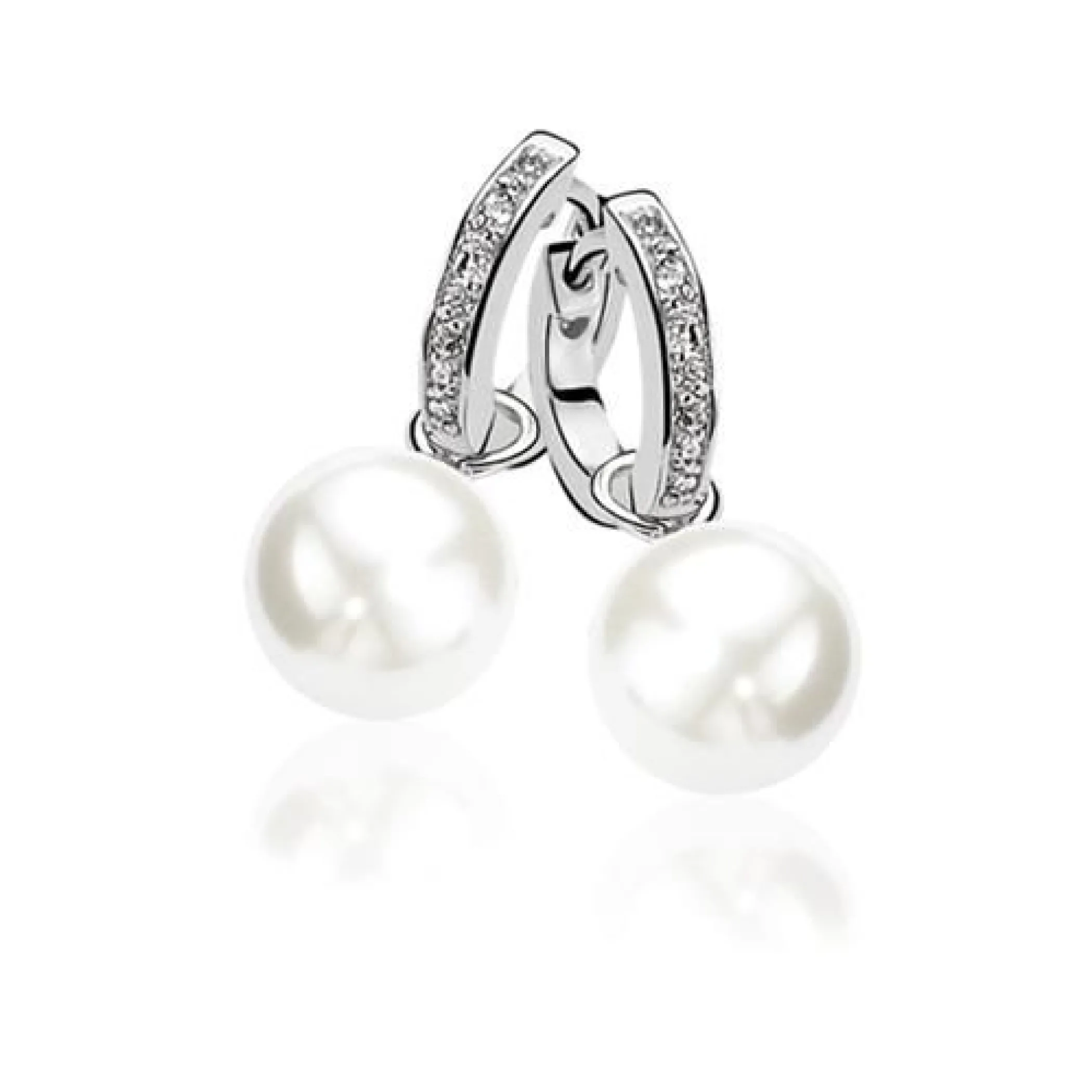 Best Zinzi zilveren oorringen 15 x 3mm witte zirconia's met luxe klapsluiting ZIO191Z