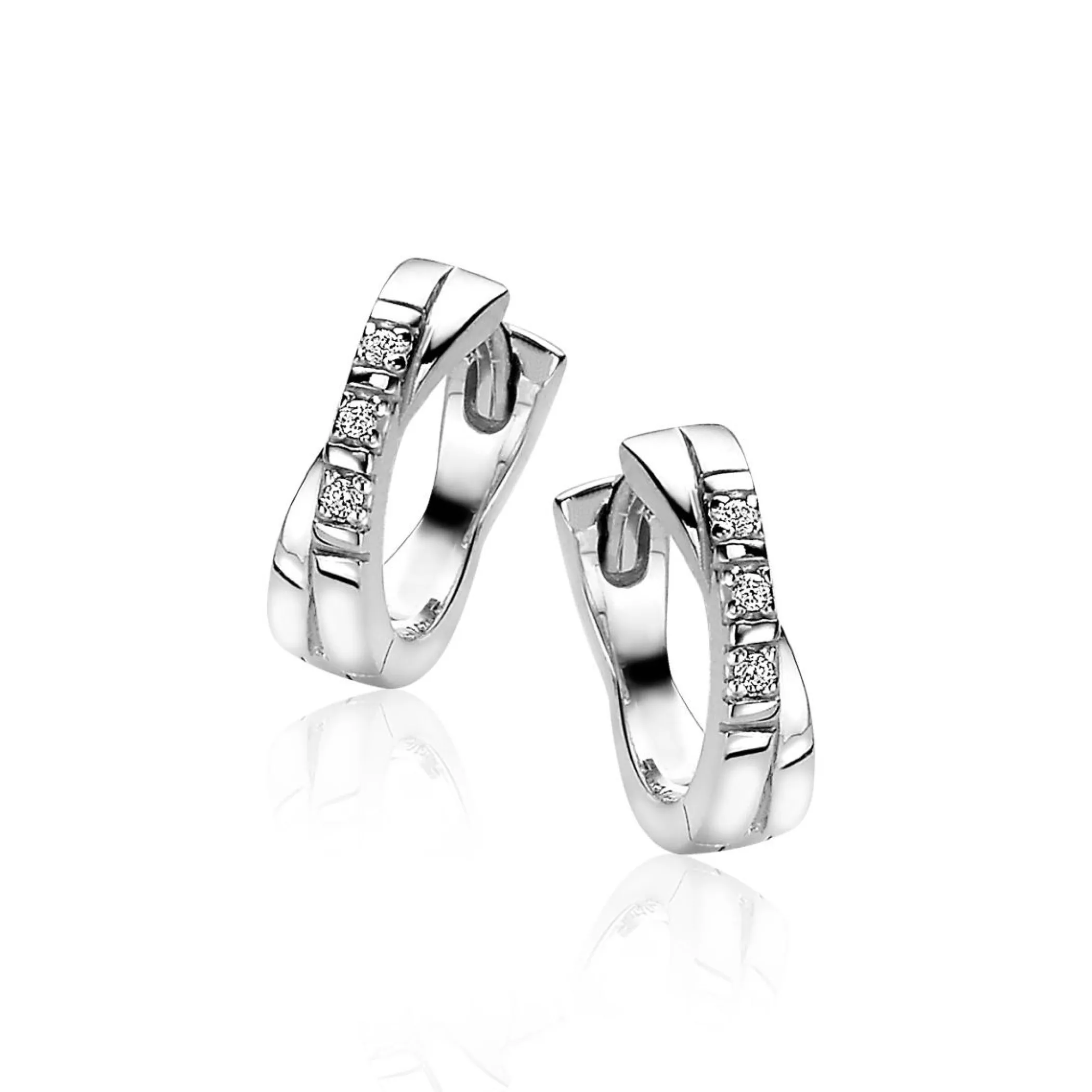 Hot Zinzi zilveren oorringen 12x3mm kruislings wit ZIO2039