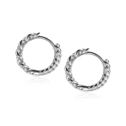 Zinzi zilveren oorringen gedraaid 15 x 2mm witte zirconia's ZIO2320