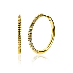Outlet Zinzi zilveren oorringen 14K geelverguld gedraaid motief 25 x 2mm ZIO2129G