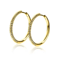 Outlet Zinzi zilveren oorringen 14K geelverguld gedraaid motief 25 x 2mm ZIO2129G