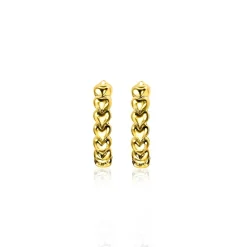 Online Zinzi zilveren oorringen 15x3mm 14K geel verguld met hartjes ZIO1798G