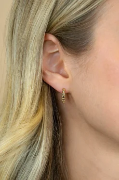 Online Zinzi zilveren oorringen 15x3mm 14K geel verguld met hartjes ZIO1798G