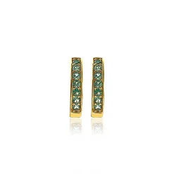 Hot Zinzi zilveren oorringen geelverguld 15 x 3mm groen ZIO191GG