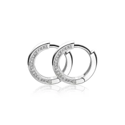 New Zinzi zilveren oorringen 15 x 3mm witte zirconia's aan zijkant met luxe klapsluiting ZIO1513