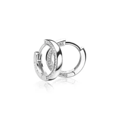 New Zinzi zilveren oorringen 15 x 3mm witte zirconia's aan zijkant met luxe klapsluiting ZIO1513