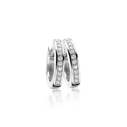 Online Zinzi zilveren oorringen 17 x 3mm witte zirconia's met luxe klapsluiting ZIO186Z