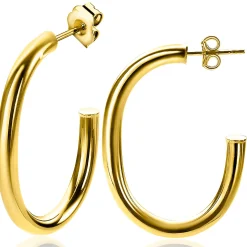 Discount Zinzi zilveren oorringen 14K geel verguld open vorm 40x4mm ovaal ZIO2233G