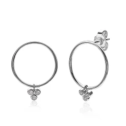 Outlet Zinzi zilveren oorsieraden 20mm rond wit ZIO1829CR