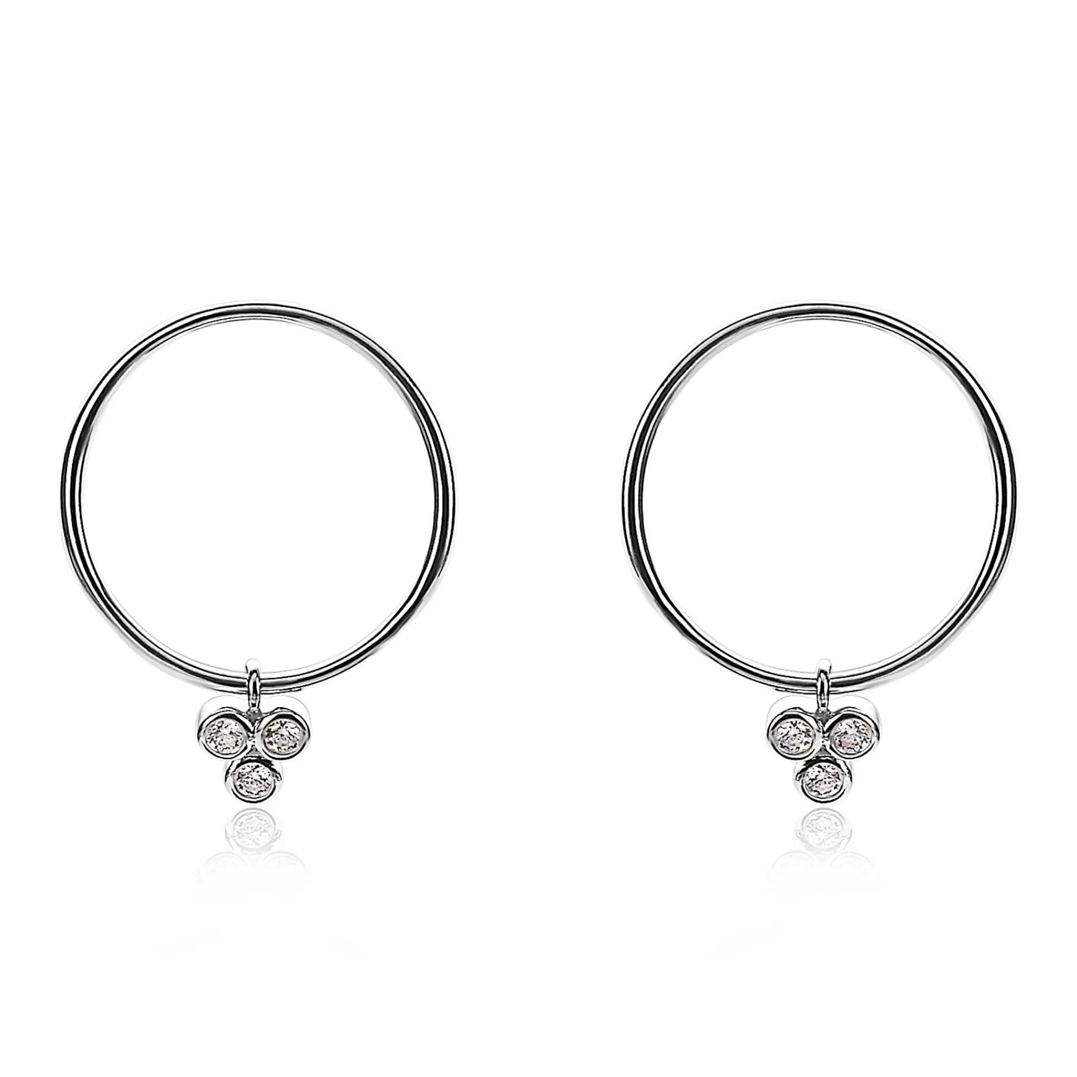 Outlet Zinzi zilveren oorsieraden 20mm rond wit ZIO1829CR