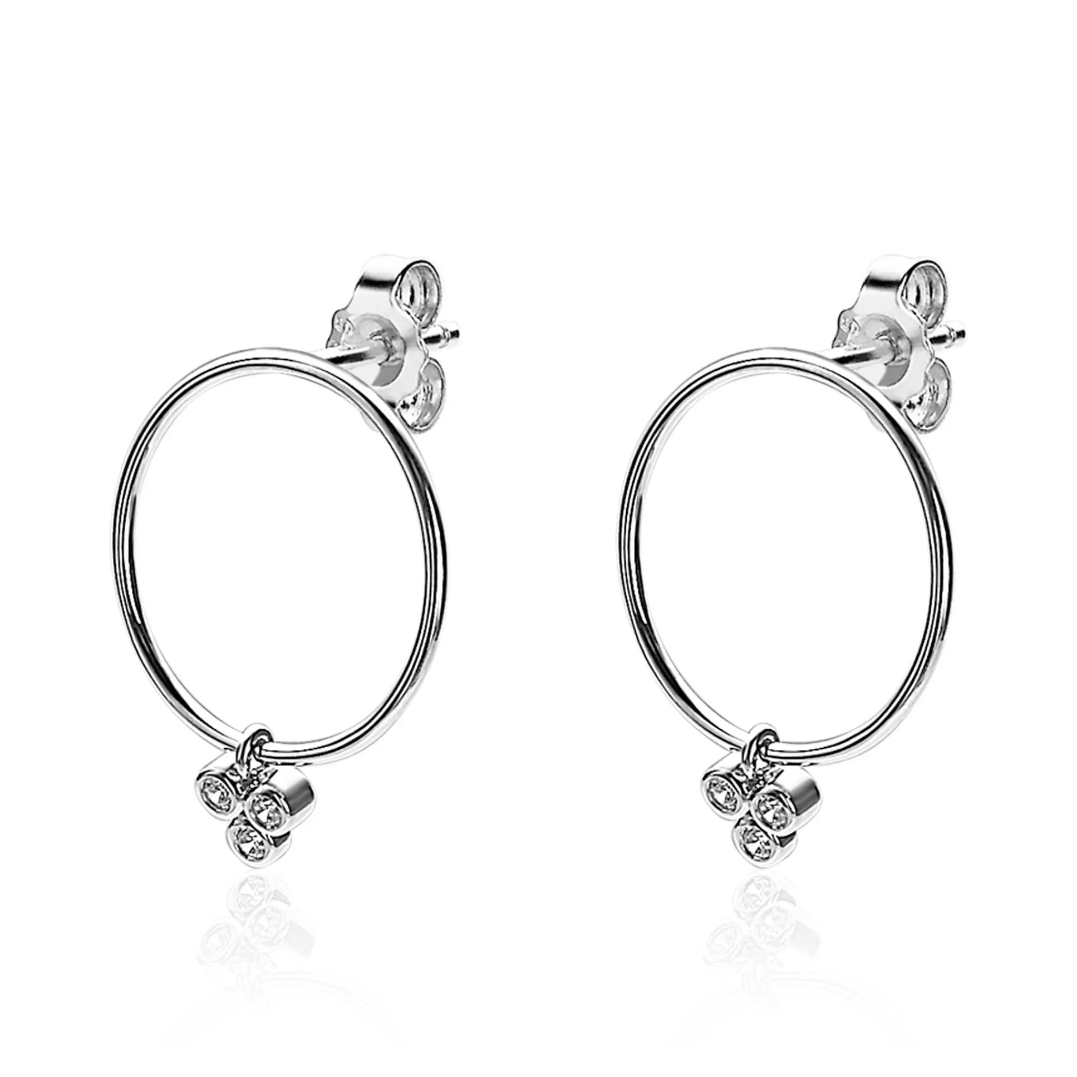 Outlet Zinzi zilveren oorsieraden 20mm rond wit ZIO1829CR